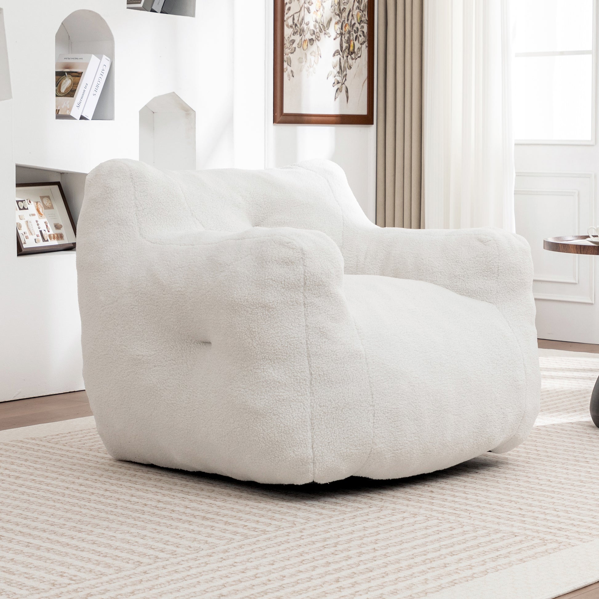 Giant White Teddy Bean Bag Sofa Chair for Ultimate Comfort and Media Viewing