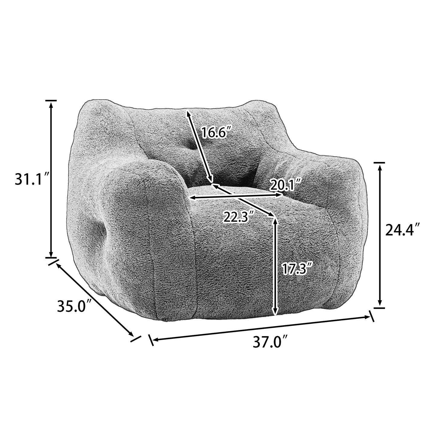 Giant White Teddy Bean Bag Sofa Chair for Ultimate Comfort and Media Viewing