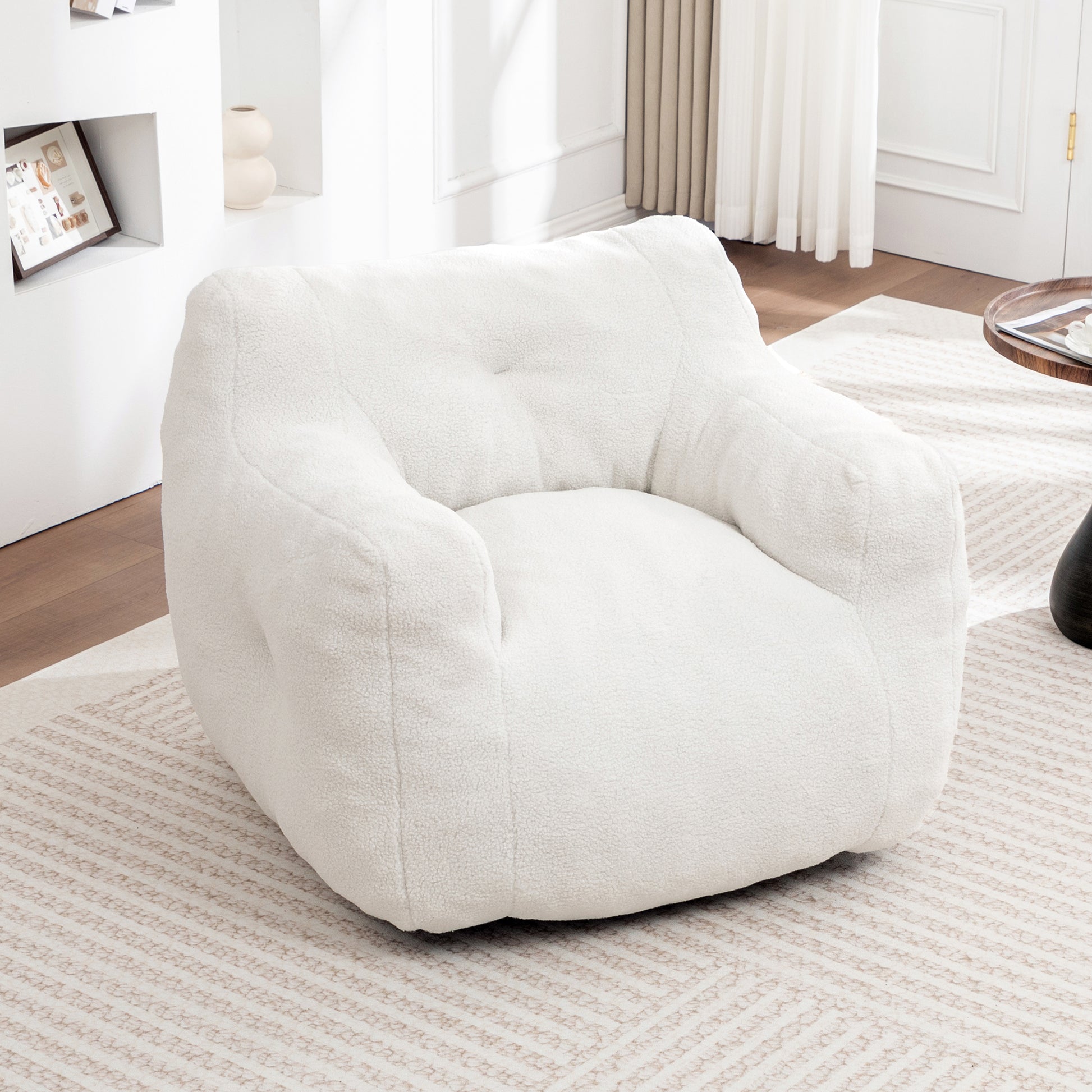 Giant White Teddy Bean Bag Sofa Chair for Ultimate Comfort and Media Viewing