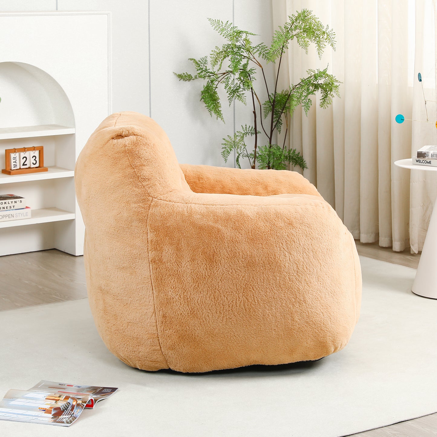 Giant Brown Faux Fur Bean Bag Sofa Chair for Ultimate Comfort and Media