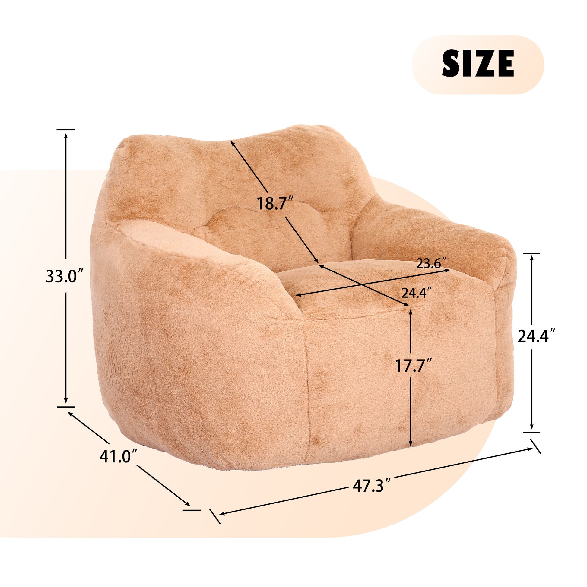 Giant Brown Faux Fur Bean Bag Sofa Chair for Ultimate Comfort and Media