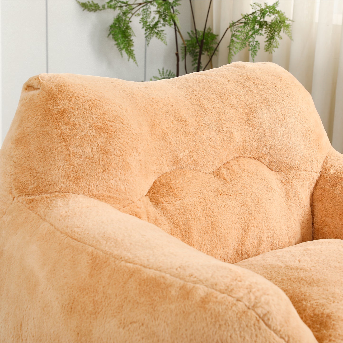 Giant Brown Faux Fur Bean Bag Sofa Chair for Ultimate Comfort and Media