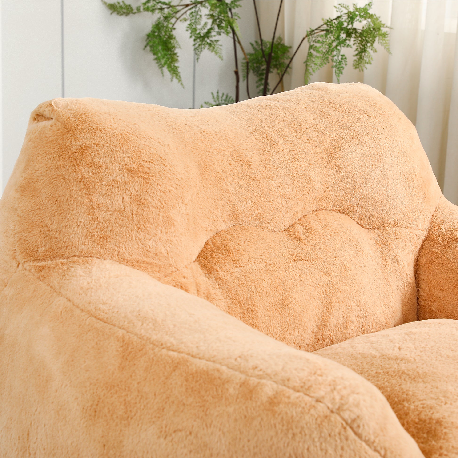 Giant Brown Faux Fur Bean Bag Sofa Chair for Ultimate Comfort and Media
