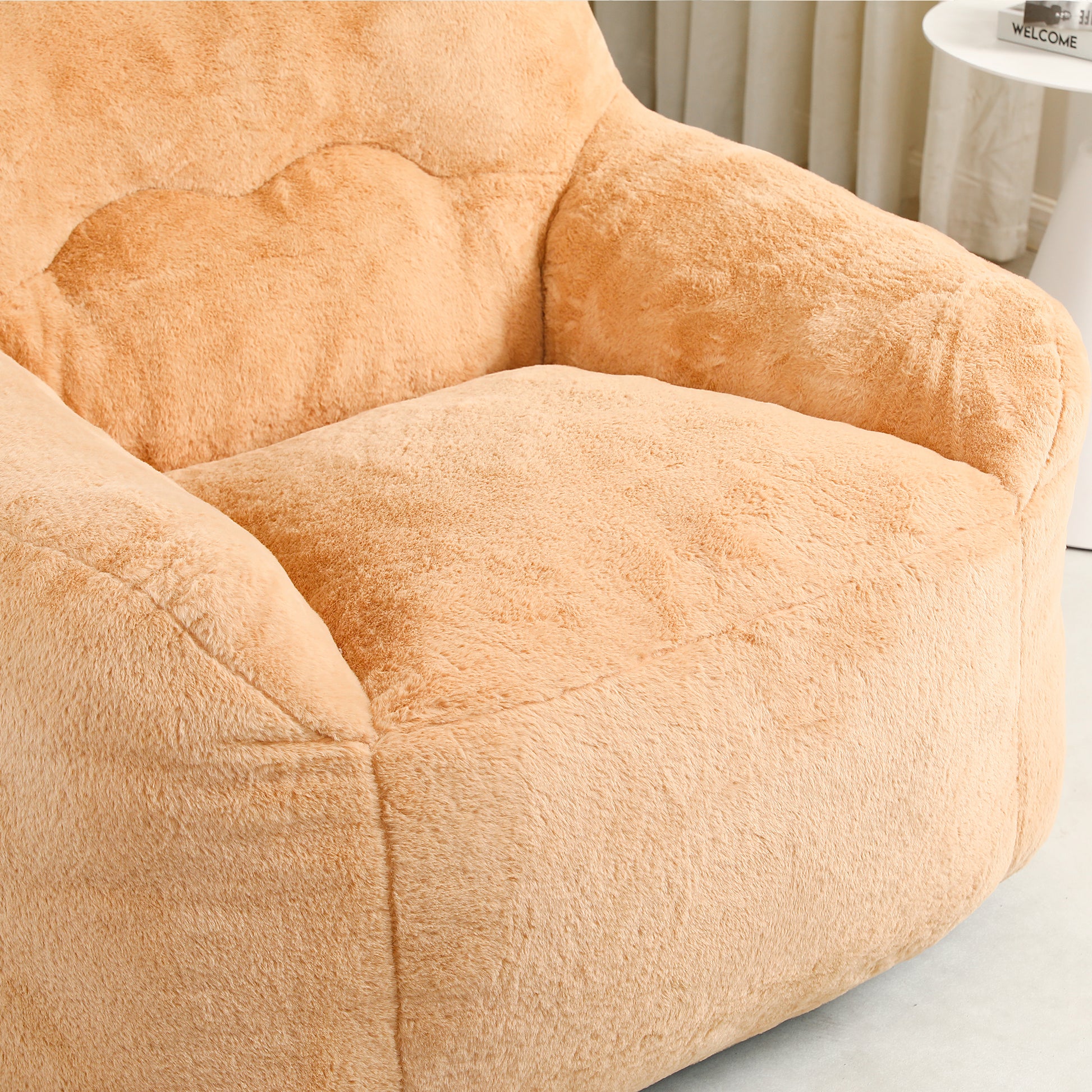 Giant Brown Faux Fur Bean Bag Sofa Chair for Ultimate Comfort and Media