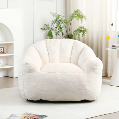 Giant White Faux Fur Bean Bag Chair - Large Sofa for Adults & Kids