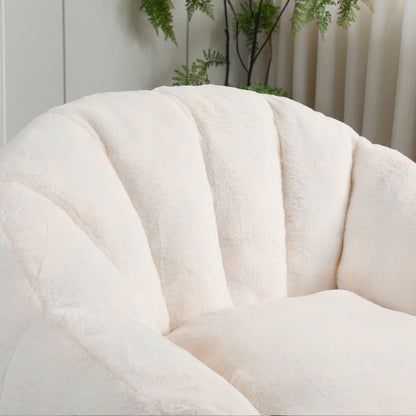 Giant White Faux Fur Bean Bag Chair - Large Sofa for Adults & Kids