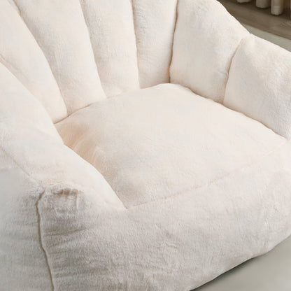 Giant White Faux Fur Bean Bag Chair - Large Sofa for Adults & Kids