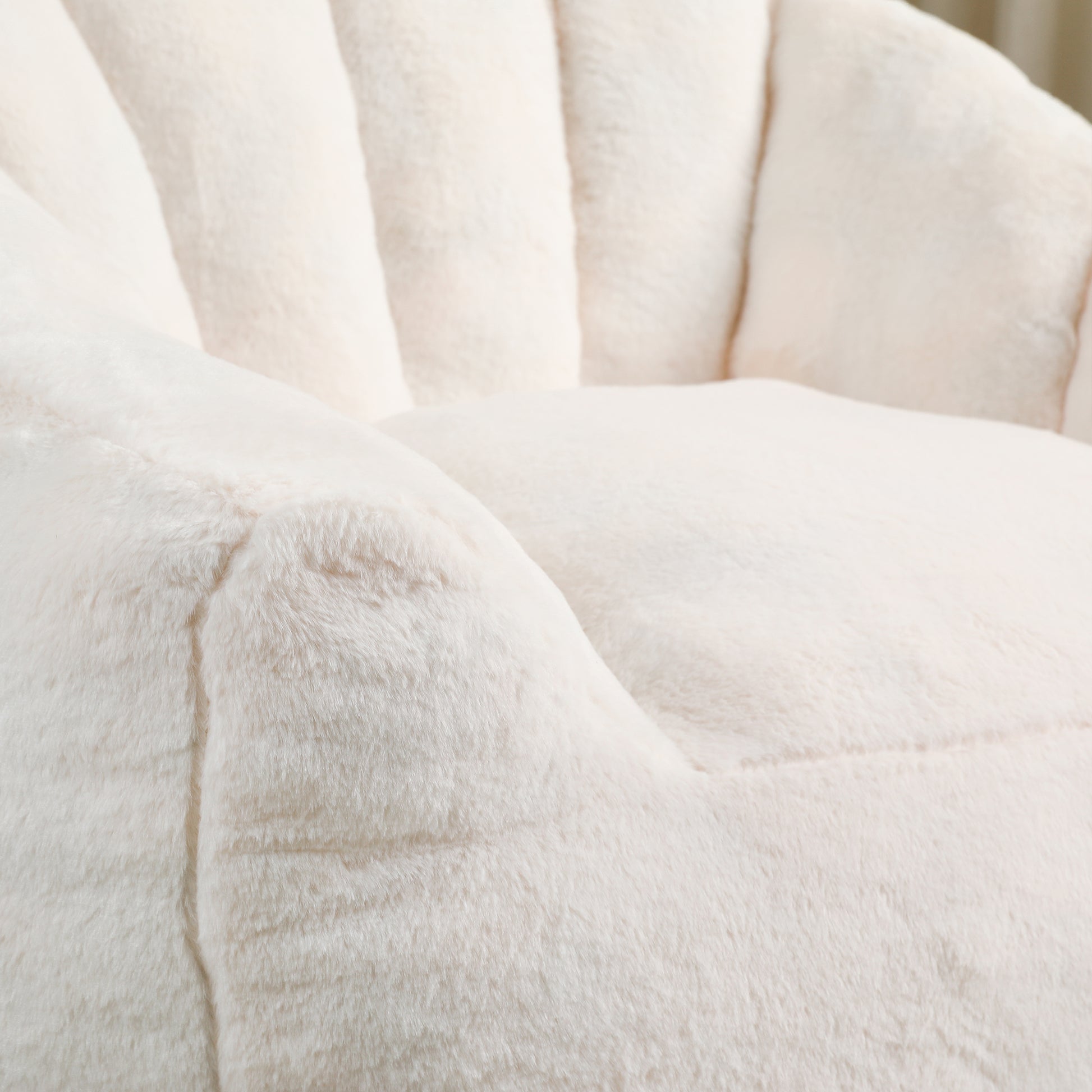 Giant White Faux Fur Bean Bag Chair - Large Sofa for Adults & Kids
