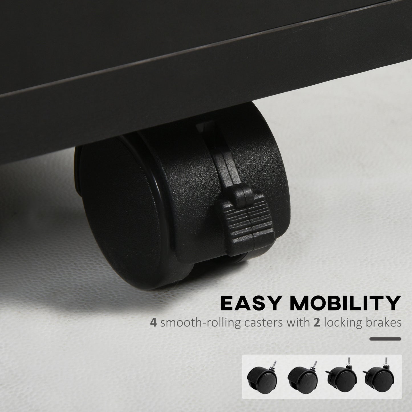 Black Mobile File Cabinet - Desk Storage Unit for Home Office