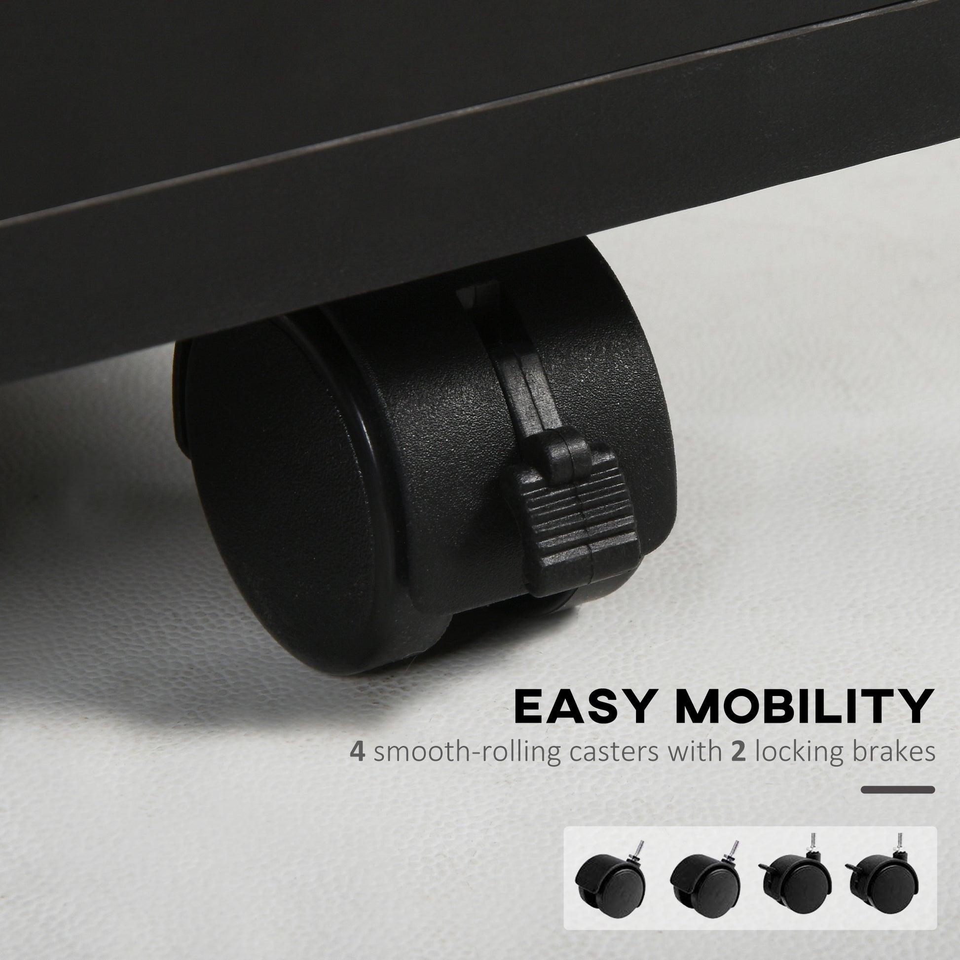 Black Mobile File Cabinet - Desk Storage Unit for Home Office
