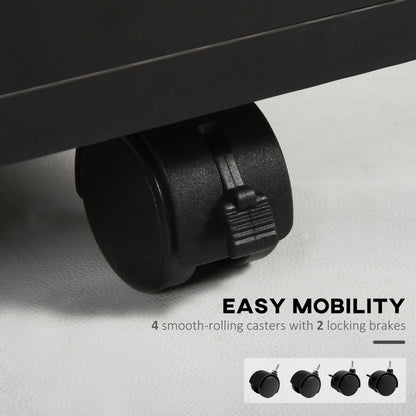 Black Mobile File Cabinet - Desk Storage Unit for Home Office