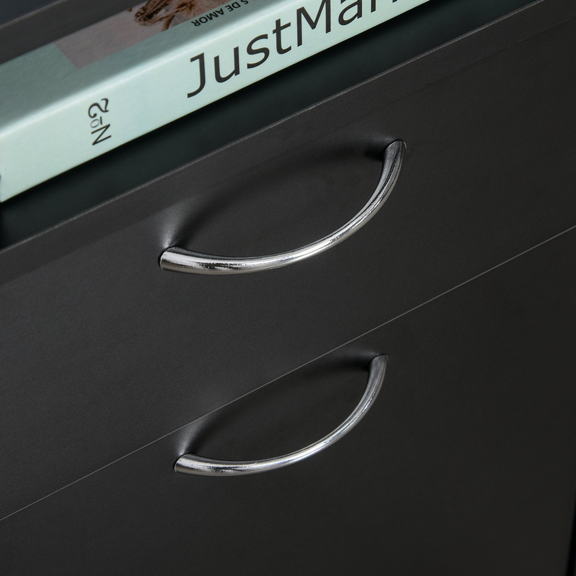 Black Mobile File Cabinet - Desk Storage Unit for Home Office