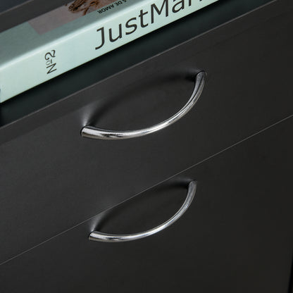 Black Mobile File Cabinet - Desk Storage Unit for Home Office