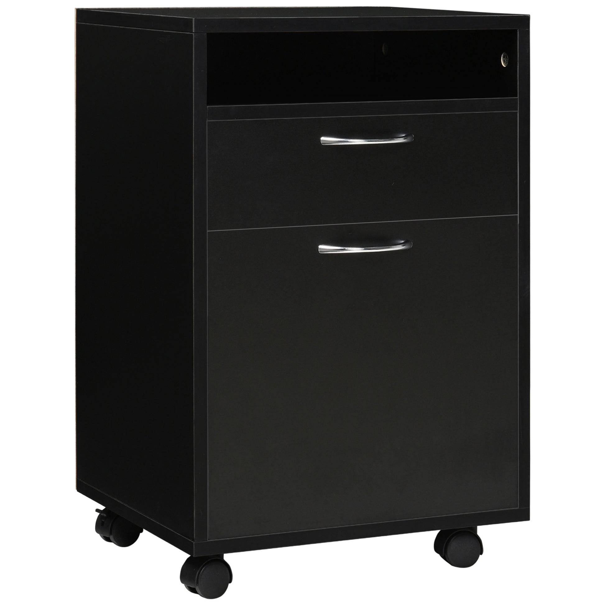 Mobile Storage Cabinet Organizer with Drawer and Cabinet, Printer Stand with Castors, Black