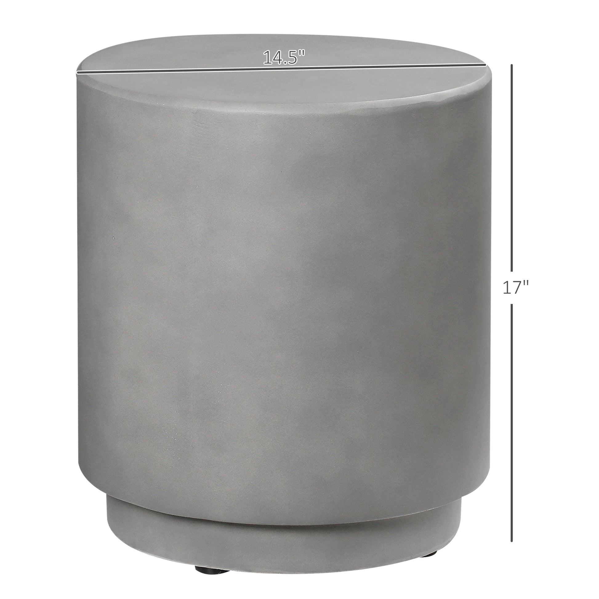 Gray Concrete Side Table - 14.5" Accent Table for Living Room