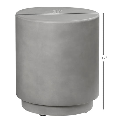 Gray Concrete Side Table - 14.5" Accent Table for Living Room