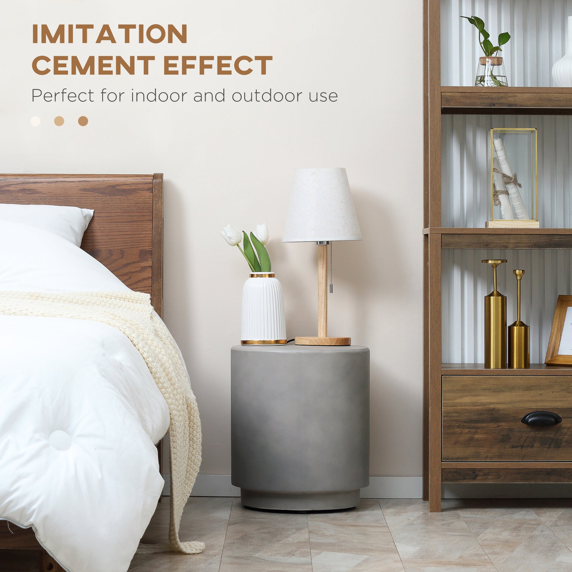 Gray Concrete Side Table - 14.5" Accent Table for Living Room