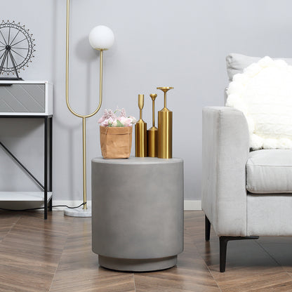 Gray Concrete Side Table - 14.5" Accent Table for Living Room