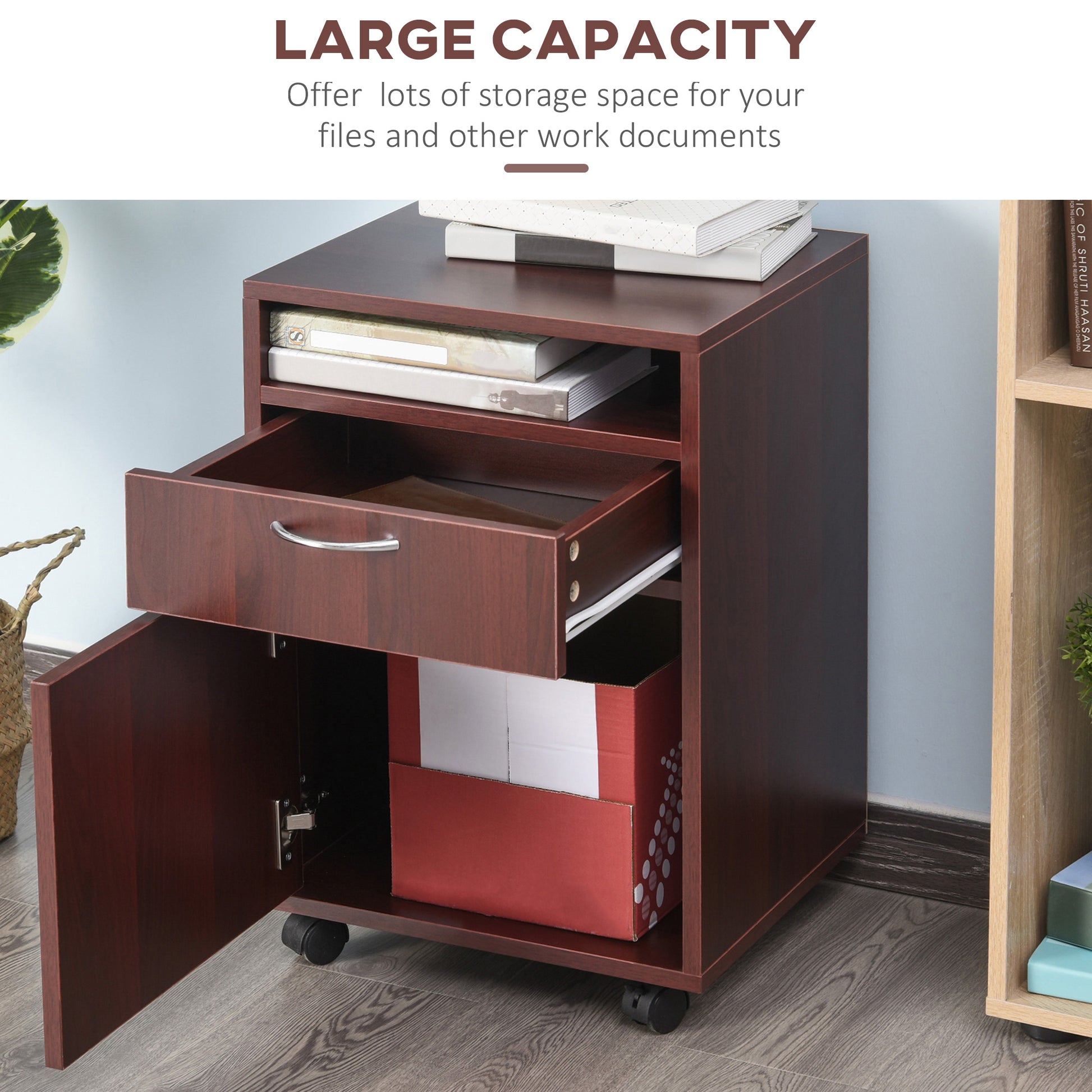 Brown Mobile Storage Cabinet - Desk Organizer