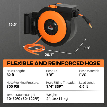 Black Plastic Air Hose Reel for Garden & Porch Storage