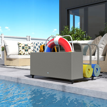 Grey Steel Pool Float Organizer with Wheels
