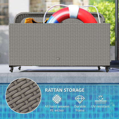 Grey Steel Pool Float Organizer with Wheels