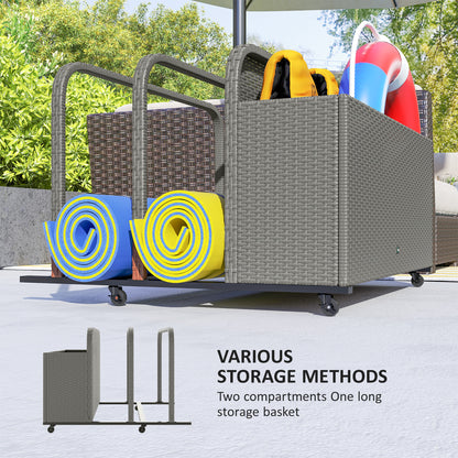 Grey Steel Pool Float Organizer with Wheels