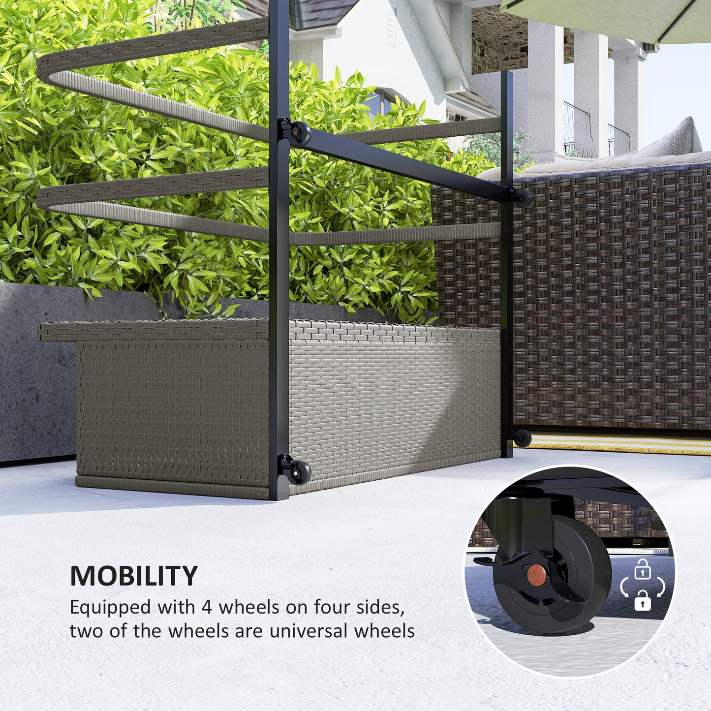 Grey Steel Pool Float Organizer with Wheels