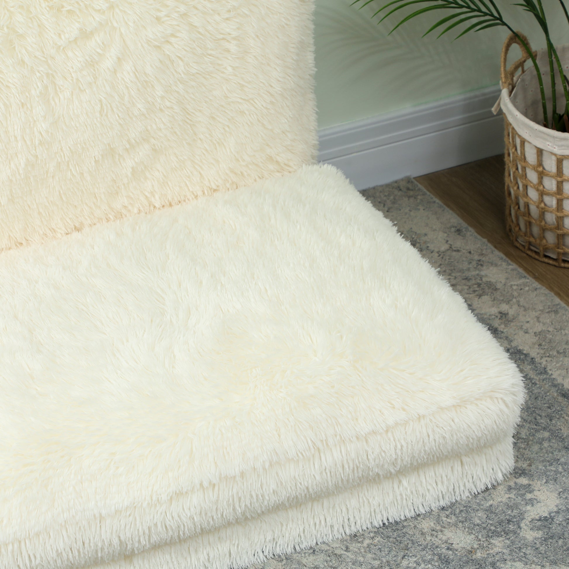Plush White Bean Bag Chair - Relaxing Floor Sofa
