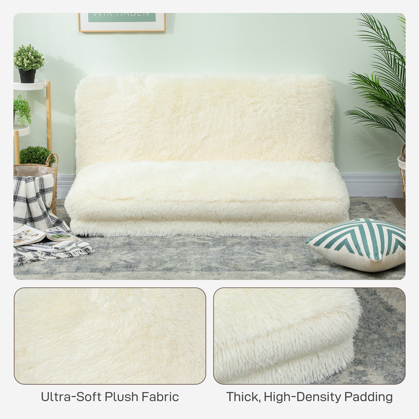 Plush White Bean Bag Chair - Relaxing Floor Sofa