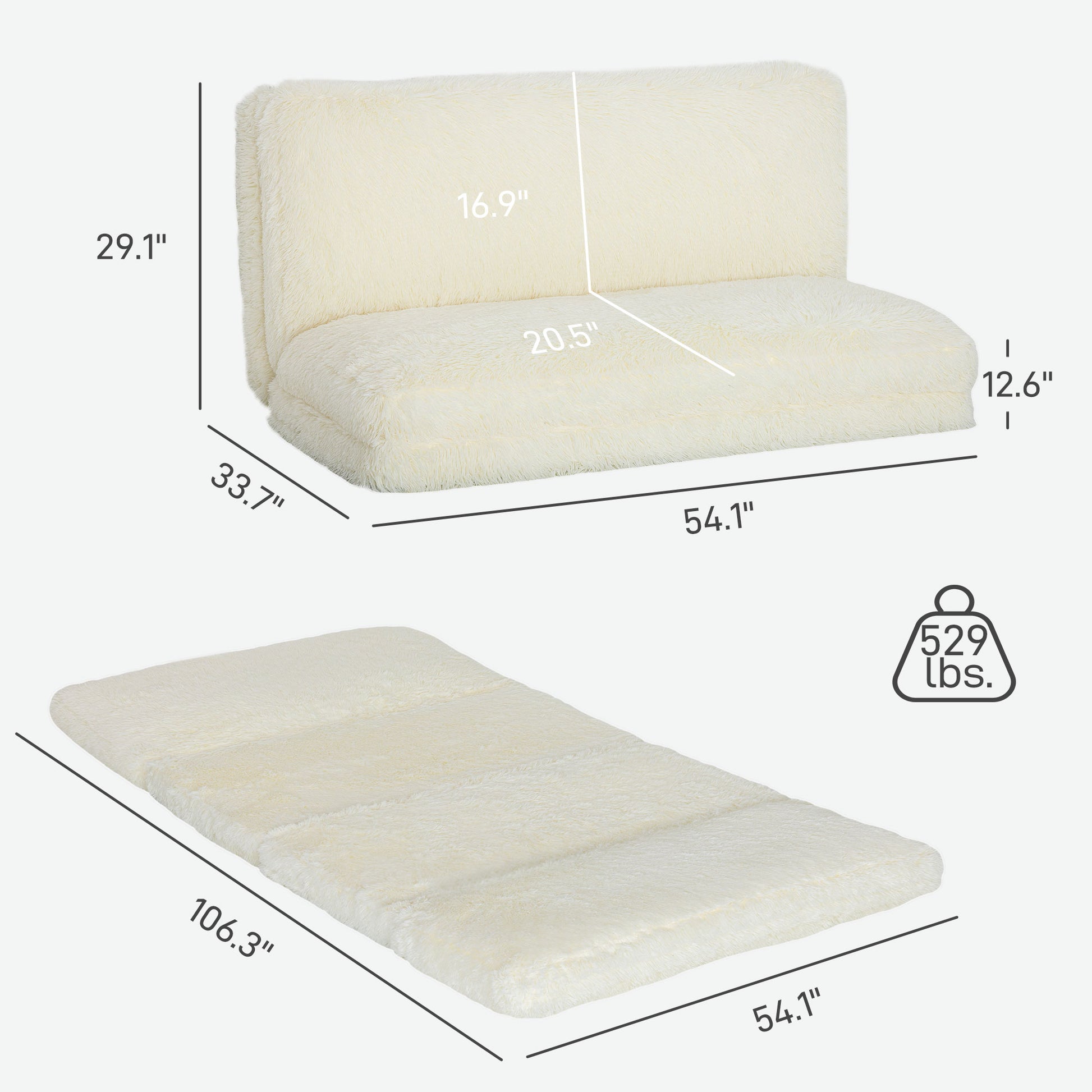 Plush White Bean Bag Chair - Relaxing Floor Sofa