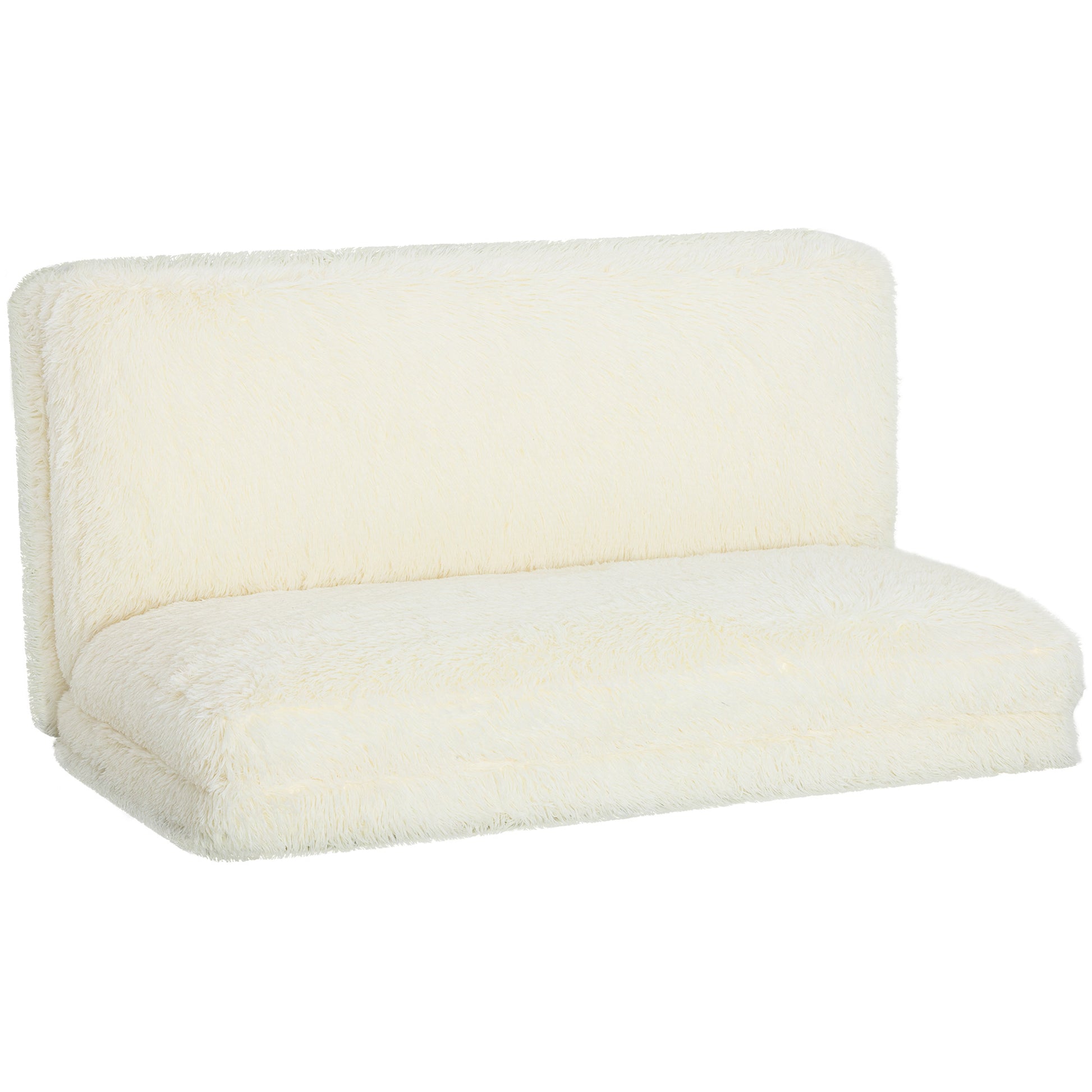HOMCOM Contemporary Bean Bag Floor Sofa Bed, Plush Wide Folding Floor Mattress, Foam Filling Wall Couch Sleeper, Cream White