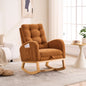 LY-5104 Caramel Accent Rocking  Chair with  Footrest High Back Rubber Wood Rocking Legs Bedroom Living Space   26.77D X 38.36W X 39.76H Inch