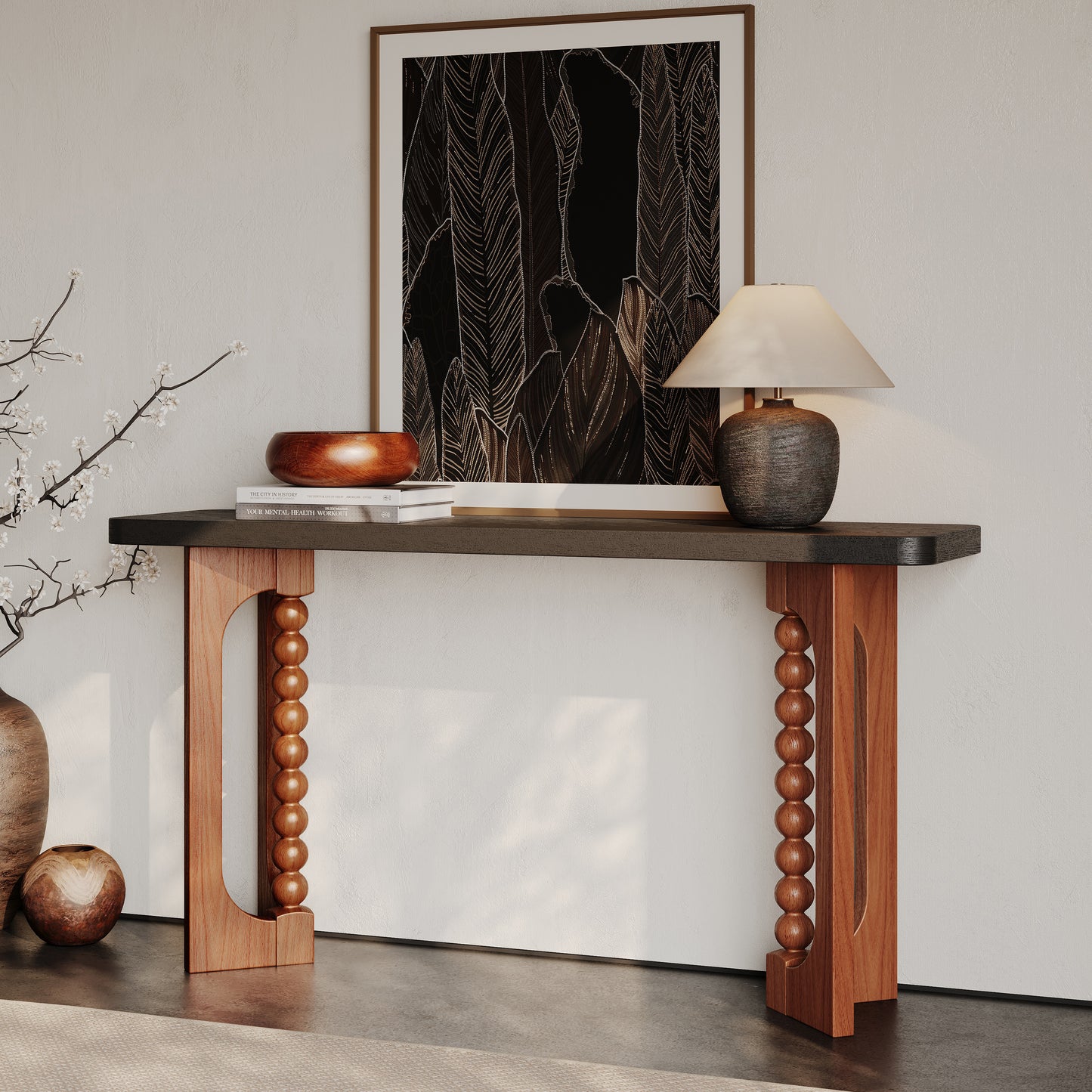 Black & Brown Console Table - Farmhouse Style