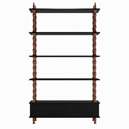 5-Tier Black Bookcase Shelf - 74.4" Tall Storage & Display Unit