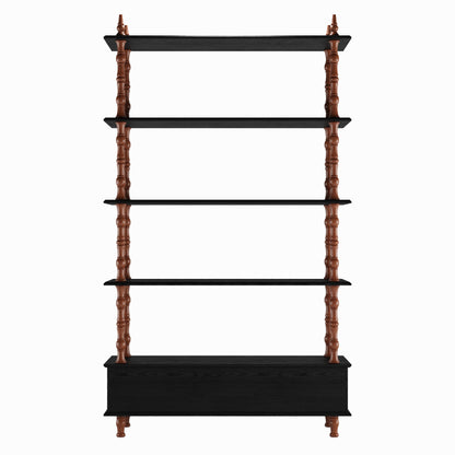 5-Tier Black Bookcase Shelf - 74.4" Tall Storage & Display Unit