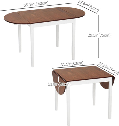 Pine Folding Dining Table with Drop Leaves for Kitchen or Dining Room for Living Room