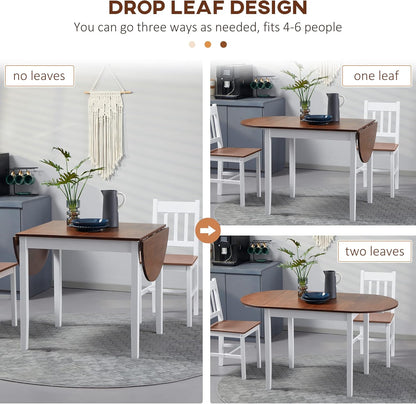 Pine Folding Dining Table with Drop Leaves for Kitchen or Dining Room for Living Room