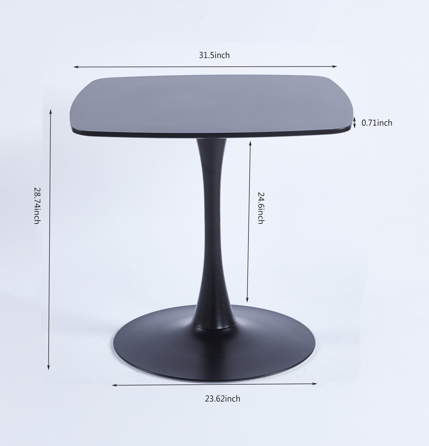 31.5" Matte Black MDF Dining Table - Kitchen Table