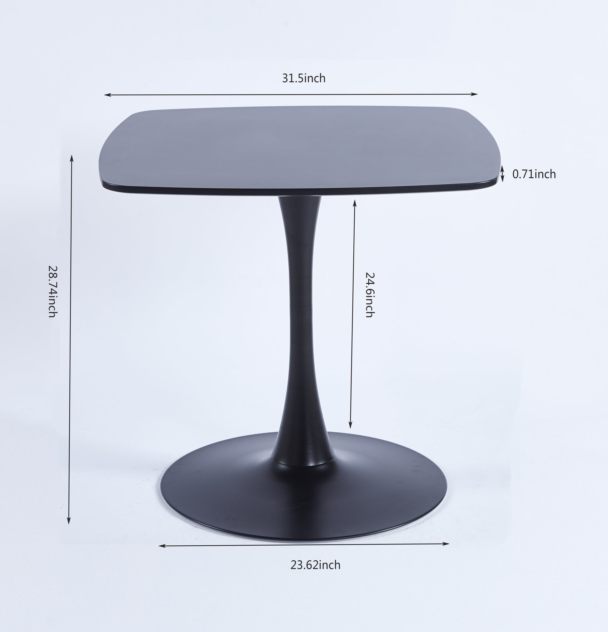 31.5" Matte Black MDF Dining Table - Kitchen Table