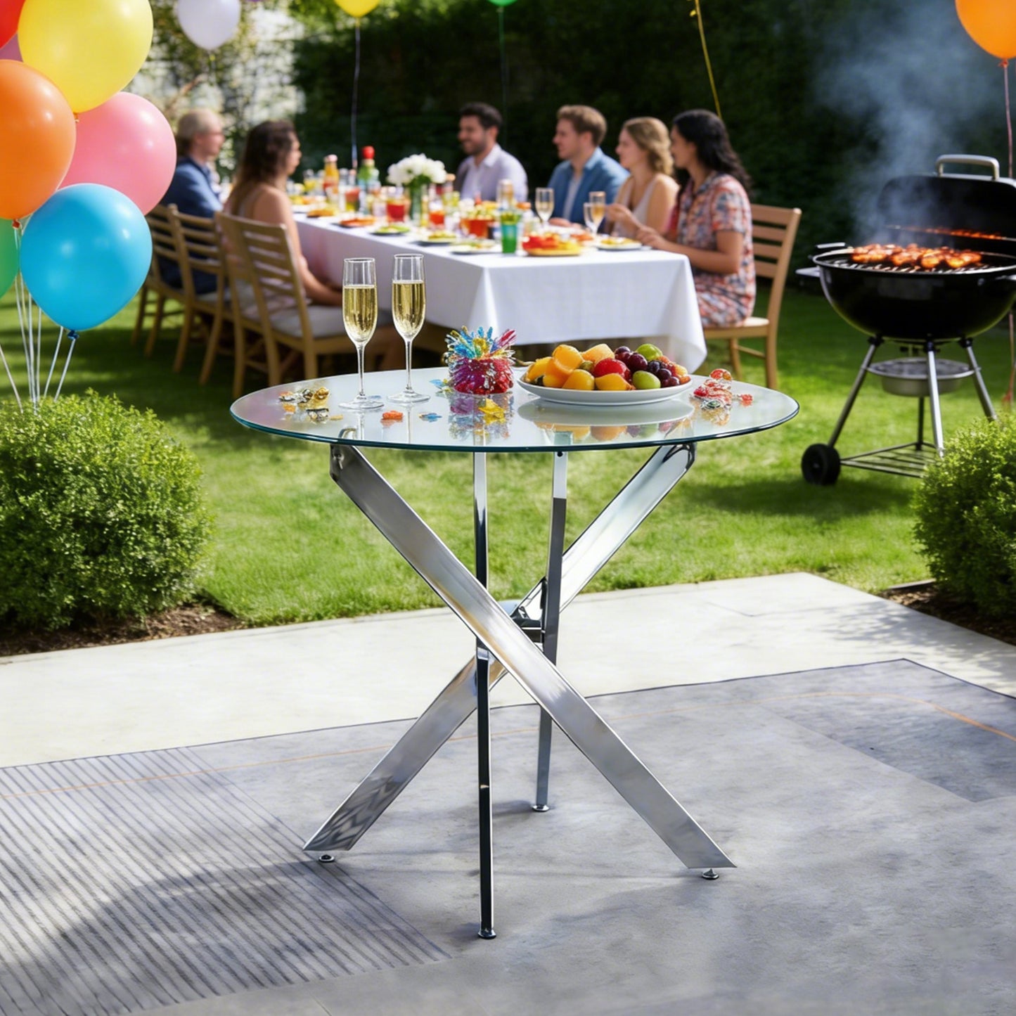 Chrome Glass Dining Table - Modern Kitchen Table