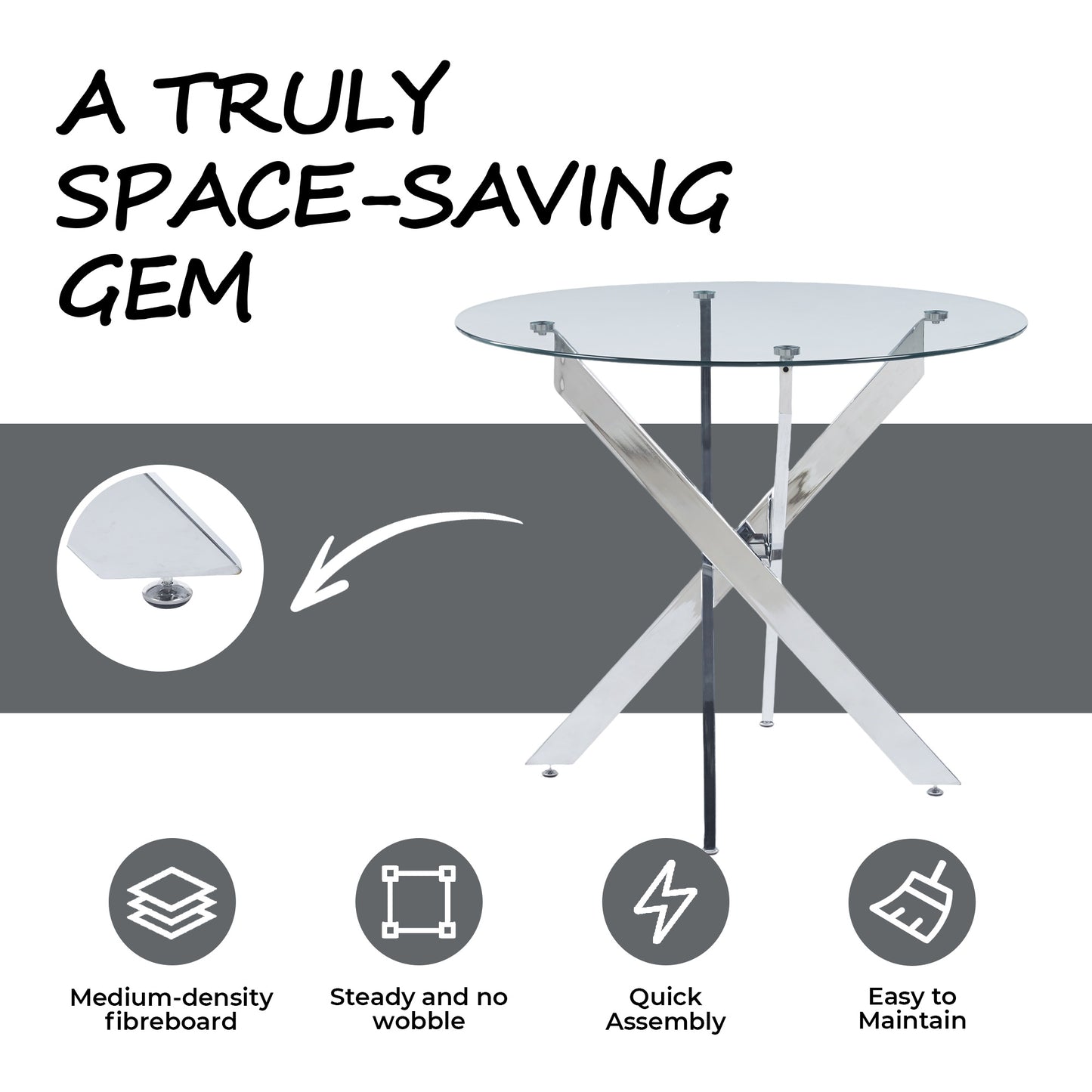 Chrome Glass Dining Table - Modern Kitchen Table