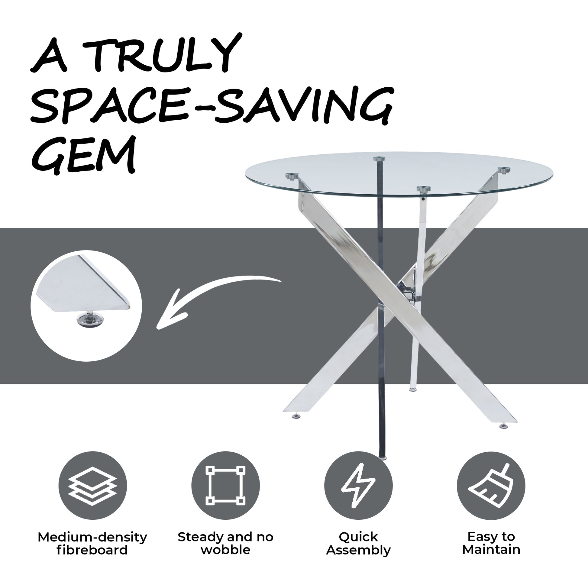 Chrome Glass Dining Table - Modern Kitchen Table