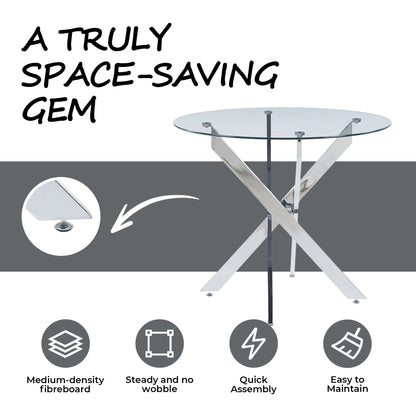 Chrome Glass Dining Table - Modern Kitchen Table