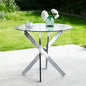 Dining Table with cross metal leg and tempered glass,Modern Space Saving Kitchen Table for Living Room,chrome legs