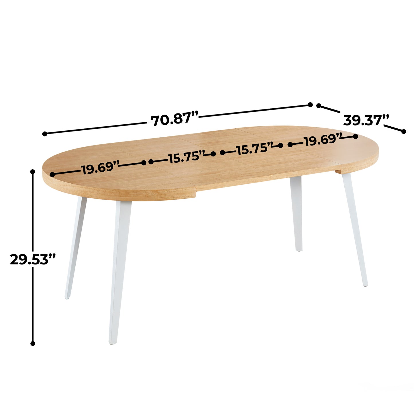 Extendable Dining Table - 100/140/180cm Oak MDF