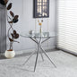 Dining Table with chrome metal leg and tempered glass,Modern Space Saving Kitchen Table for Living Room,chrome color metal legs