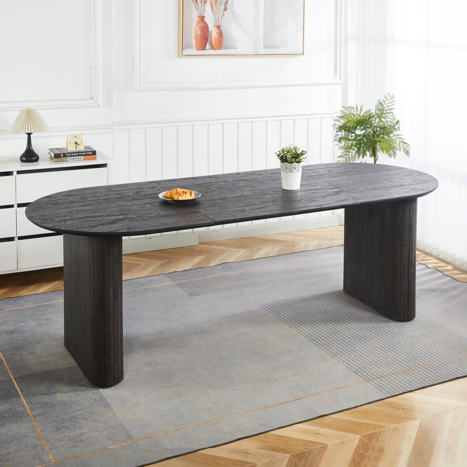 Black MDF Extendable Dining Table - Office Desk