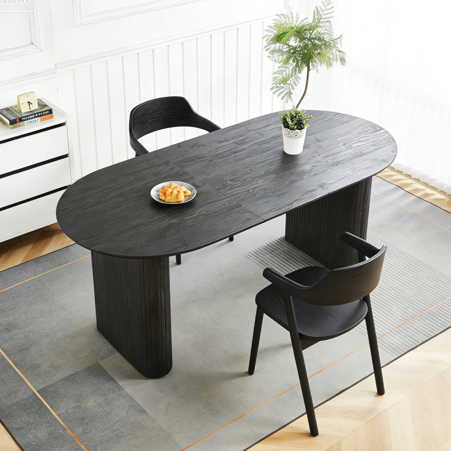 Black MDF Extendable Dining Table - Office Desk