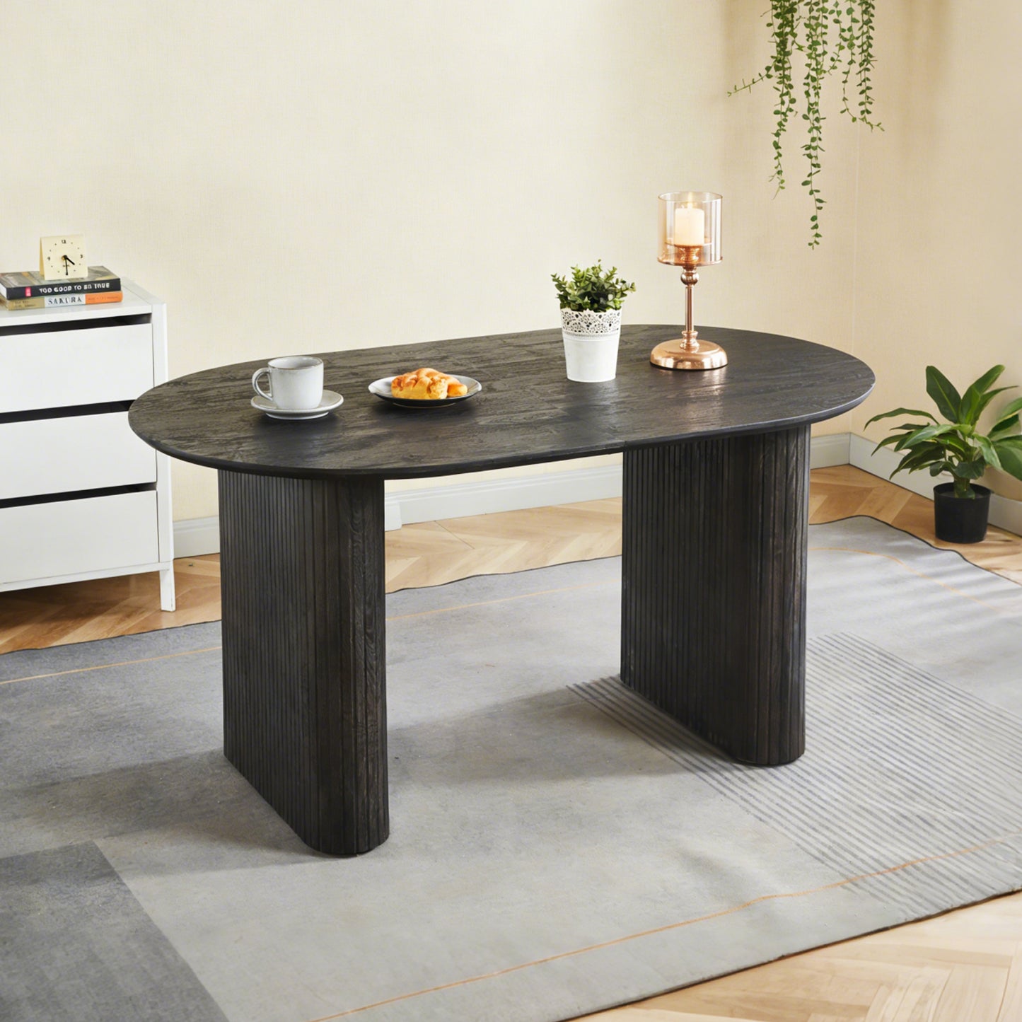 Black MDF Extendable Dining Table - Office Desk